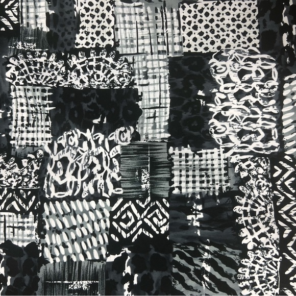 Vintage Monzini Abstract Black Short Sleeve Button Up Polyester Cabana Shirt XL - Picture 3 of 7